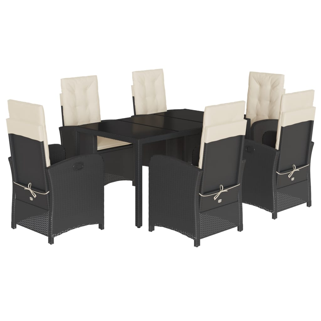 Garden Dining Set Black and Cream White