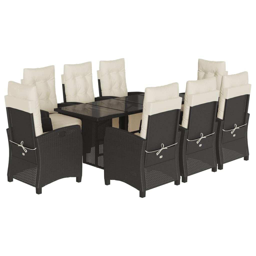 Garden Dining Set Black and Cream White