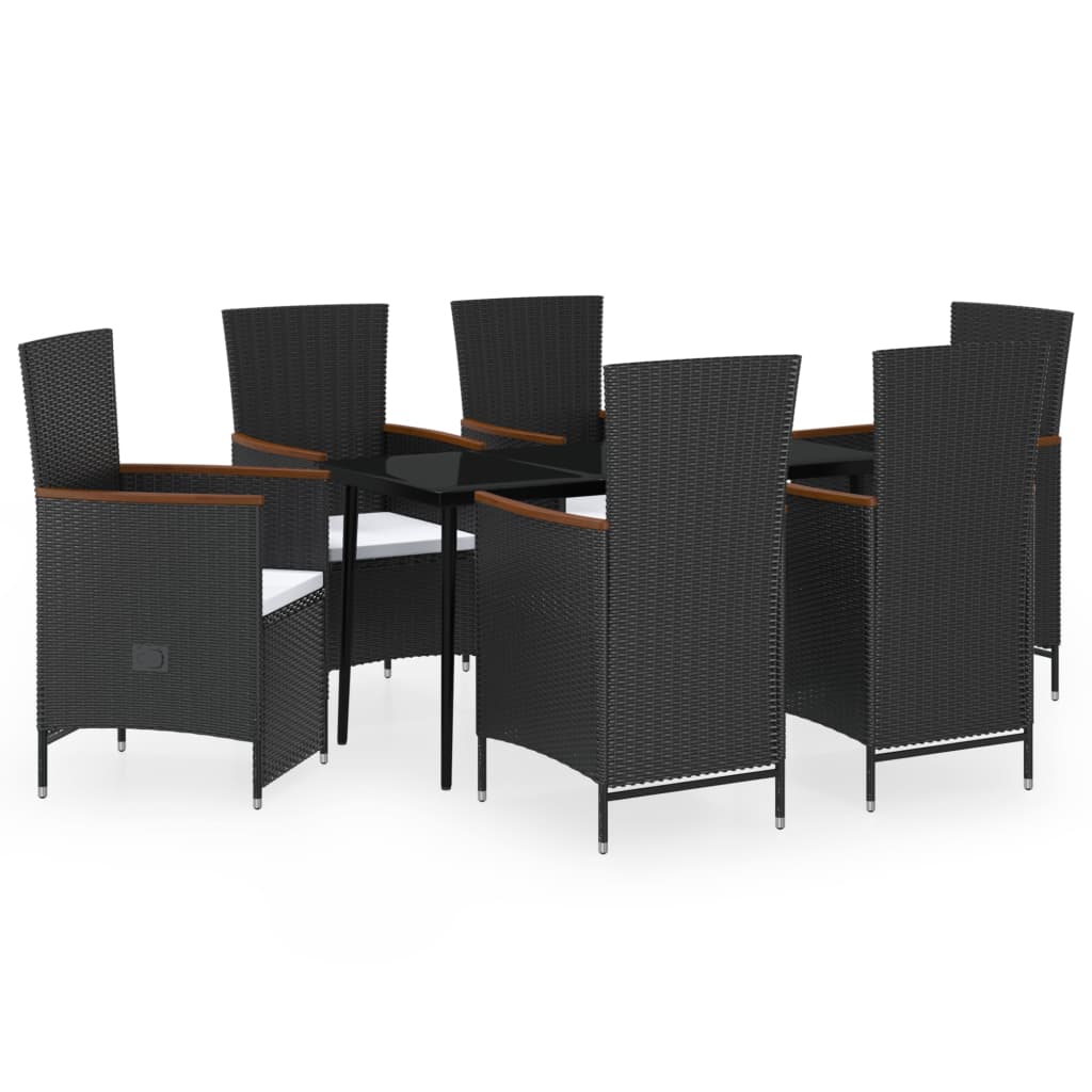 Garden Dining Set Black and Cream White