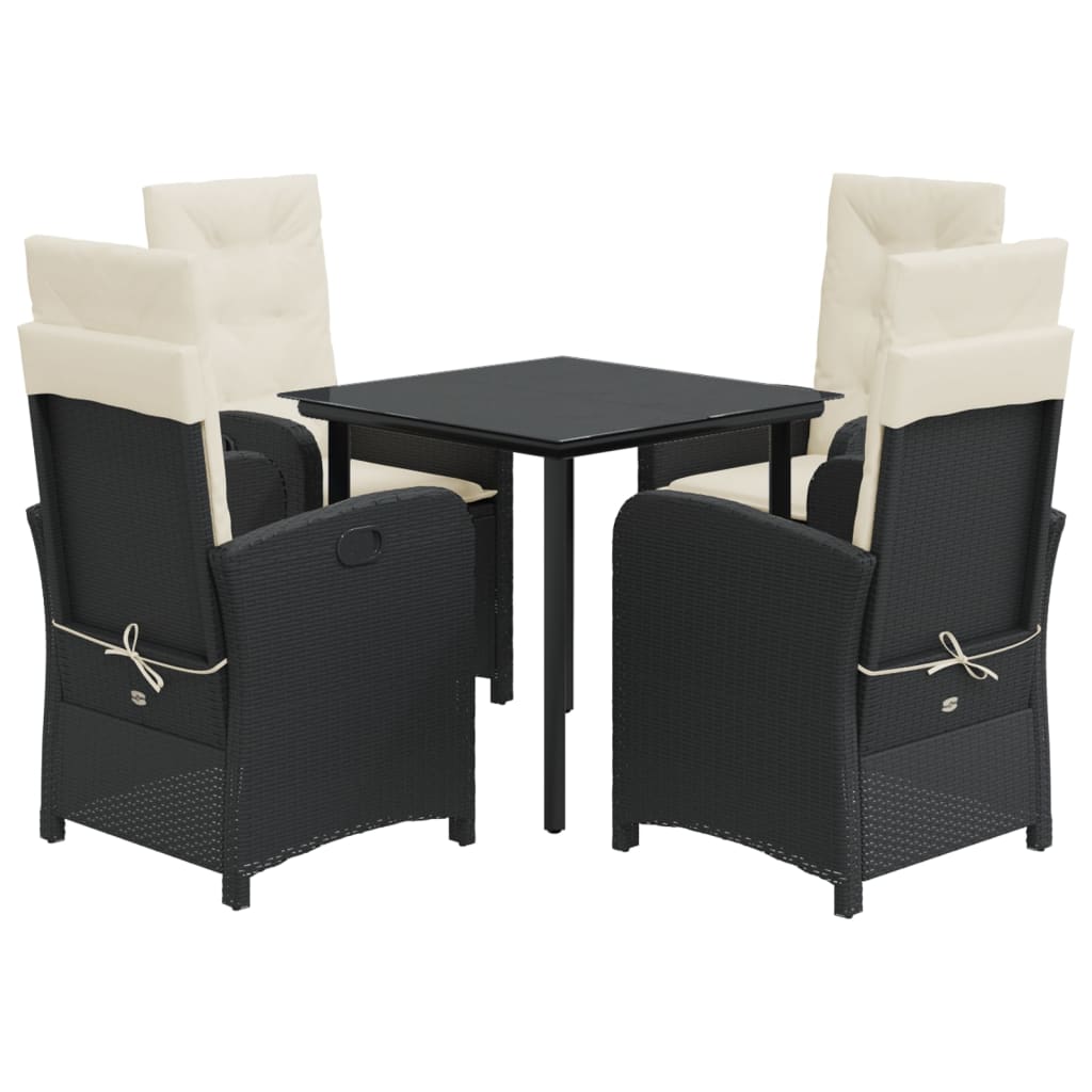 Garden Dining Set Black and Cream white