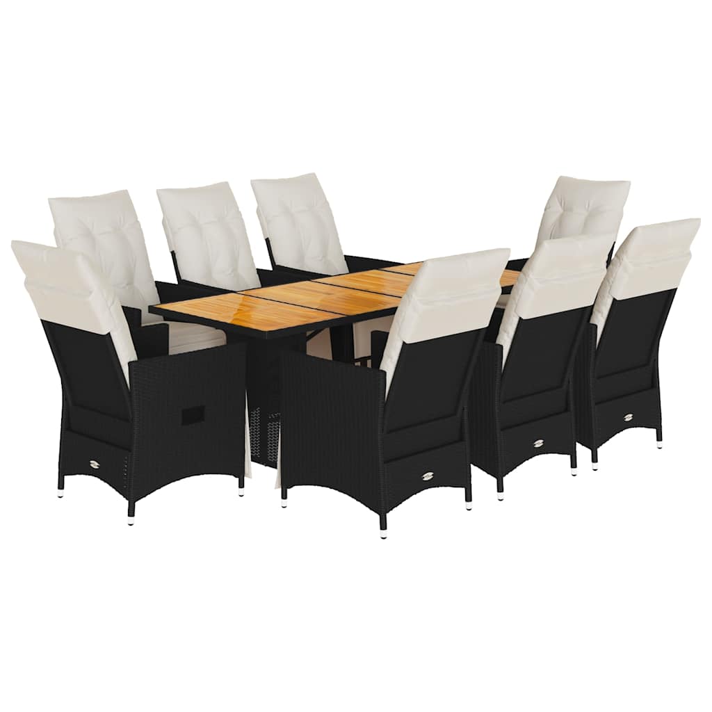Garden Dining Set Black and Cream White