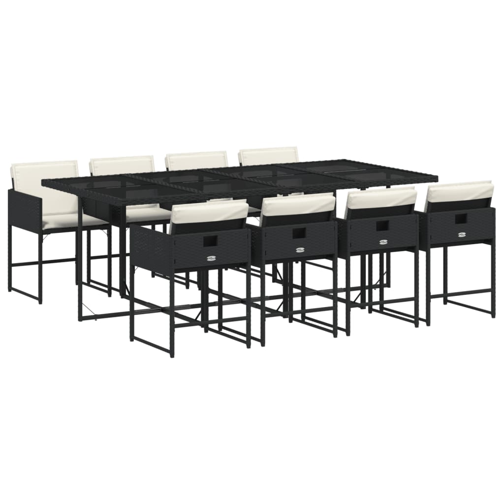 Garden Dining Set Black and Cream White