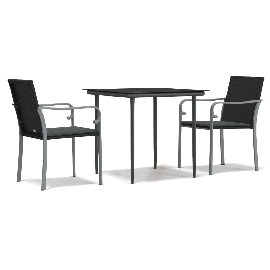 Garden Dining Set Black and Dark Grey