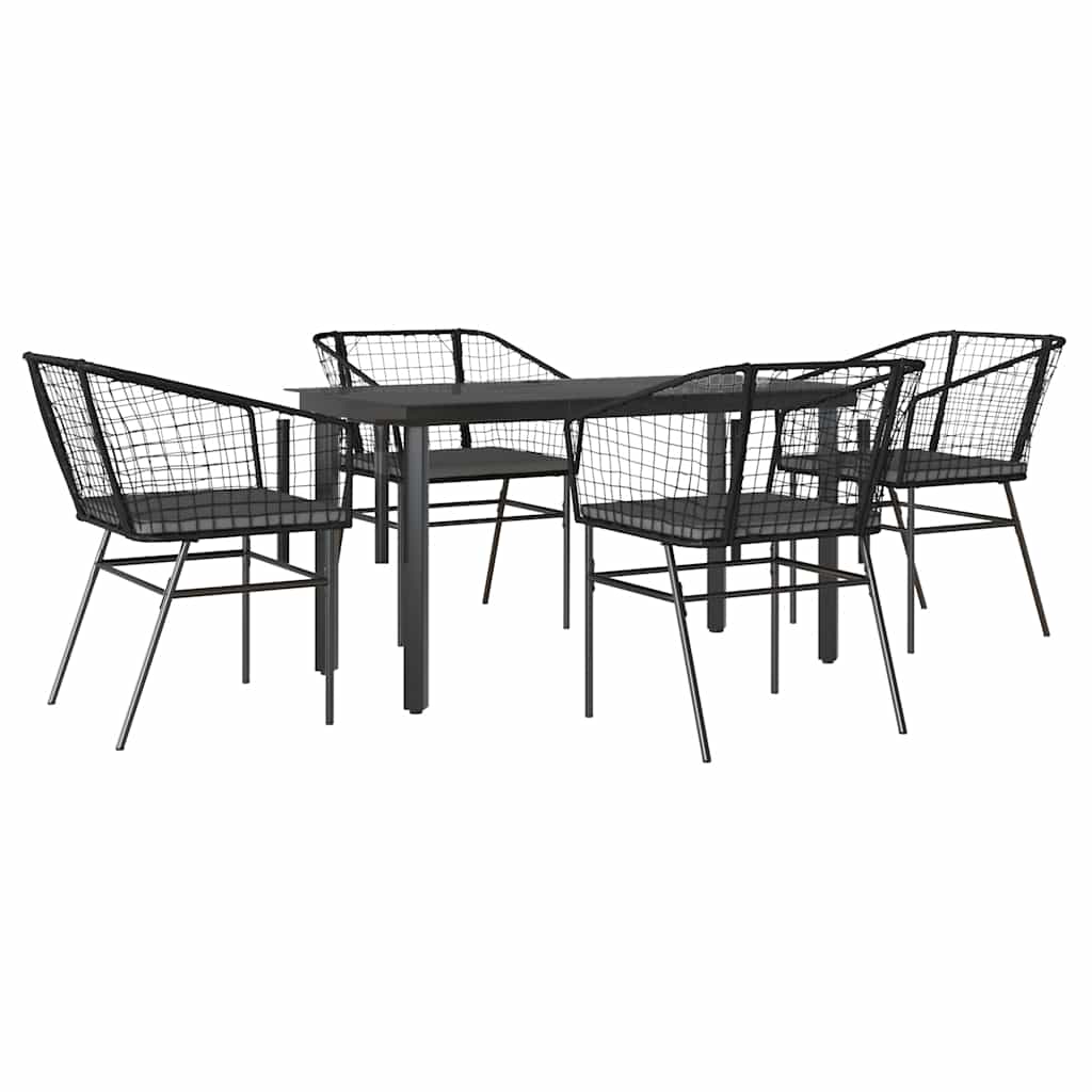 Garden Dining Set Black and Dark Grey