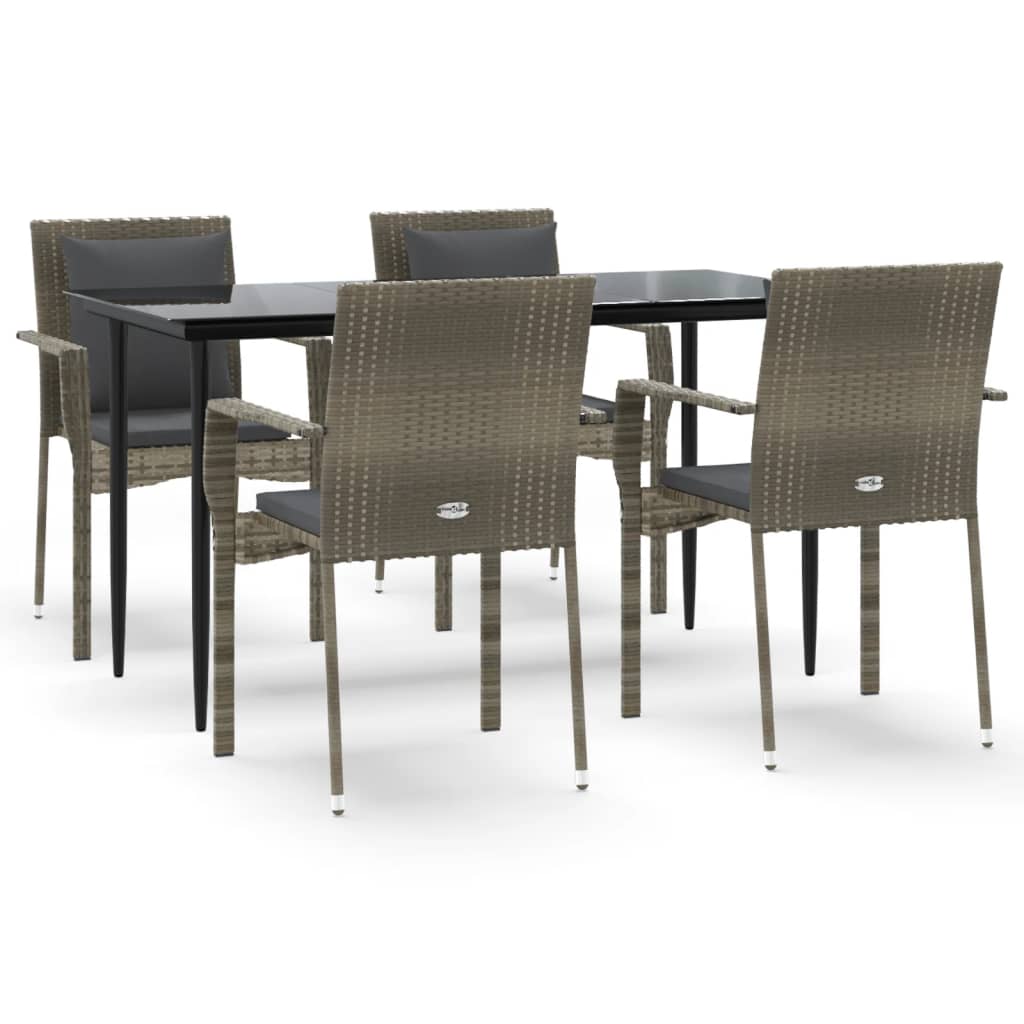 Garden Dining Set Black and Grey