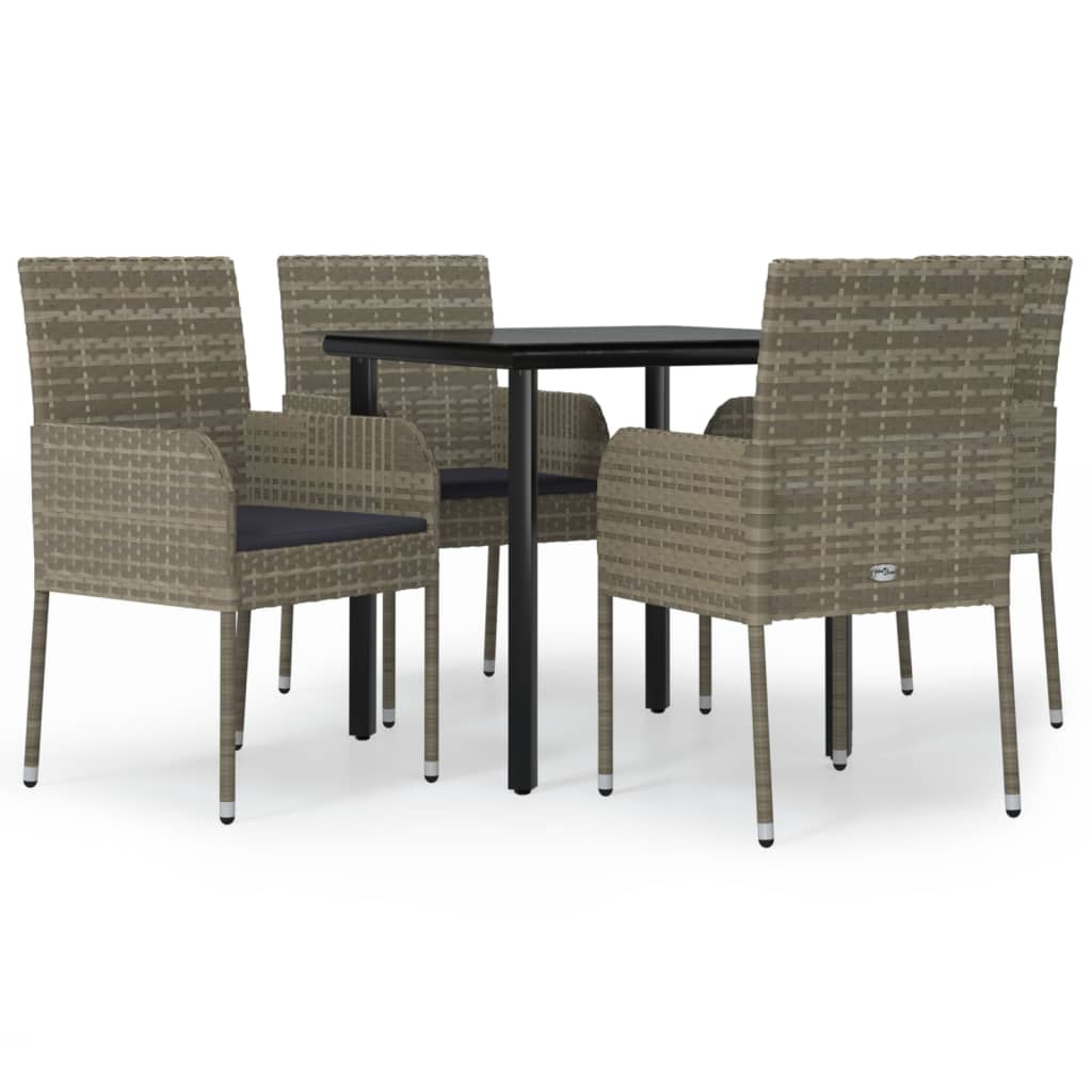 Garden Dining Set Black and Grey