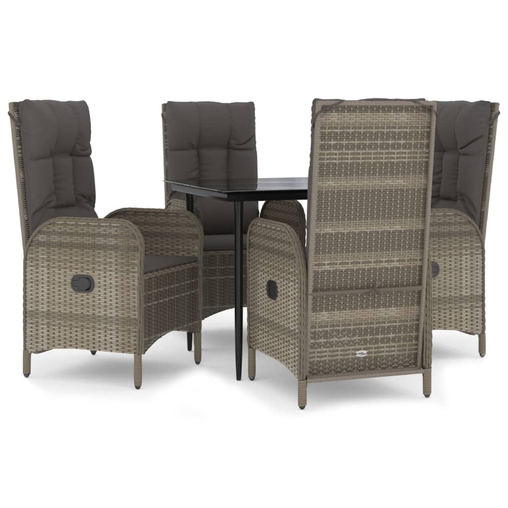 Garden Dining Set Black and Grey