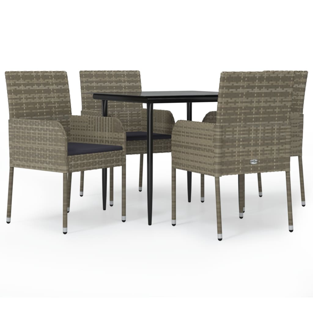 Garden Dining Set Black and Grey