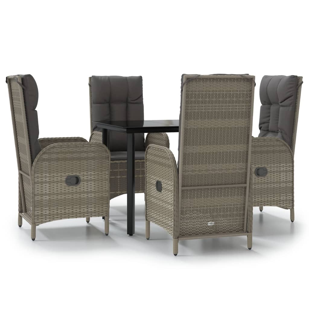 Garden Dining Set Black and Grey