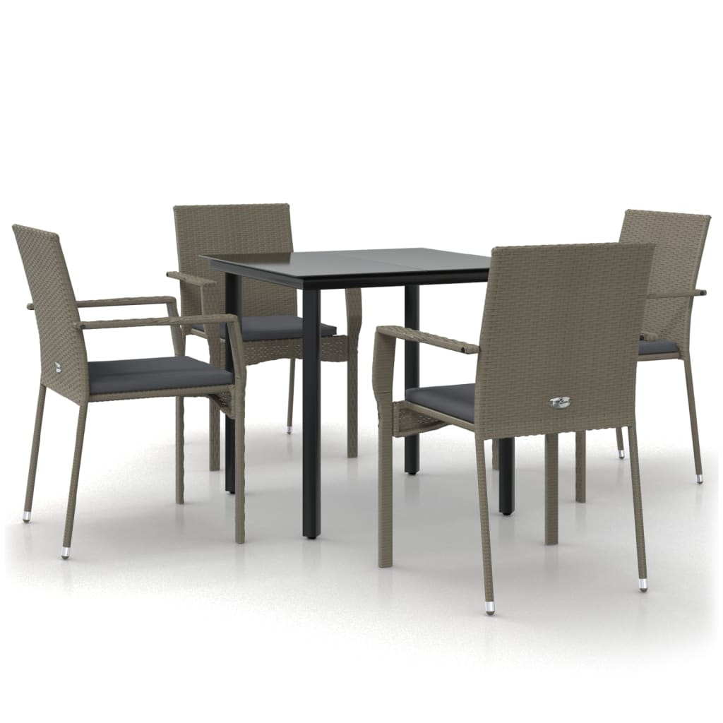 Garden Dining Set Black and Grey