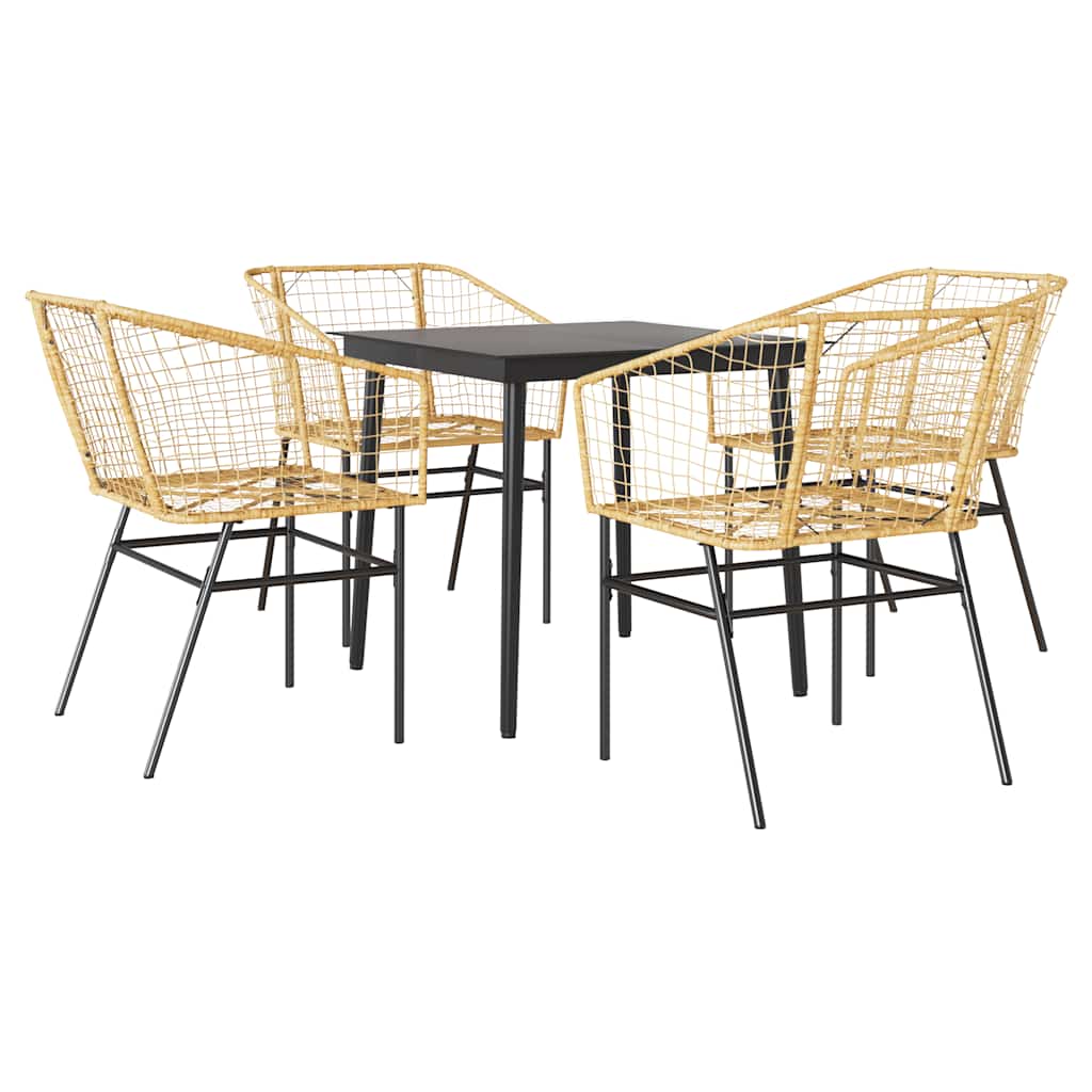 Garden Dining Set Black, Brown