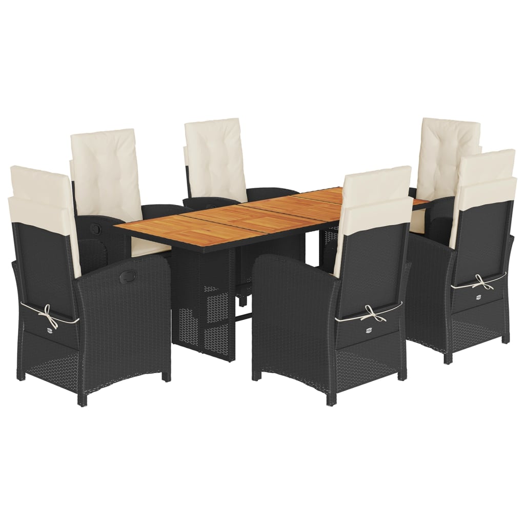 Garden Dining Set Black, Brown, Cream White Poly Rattan Medium
