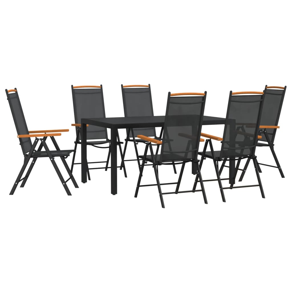 Garden Dining Set Black, Brown