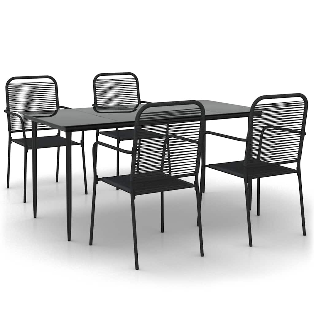 Garden Dining Set Black Cotton Rope Medium Stackable Dining Set