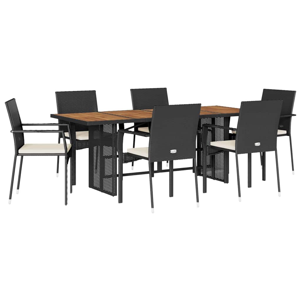 Garden Dining Set Black, Cream