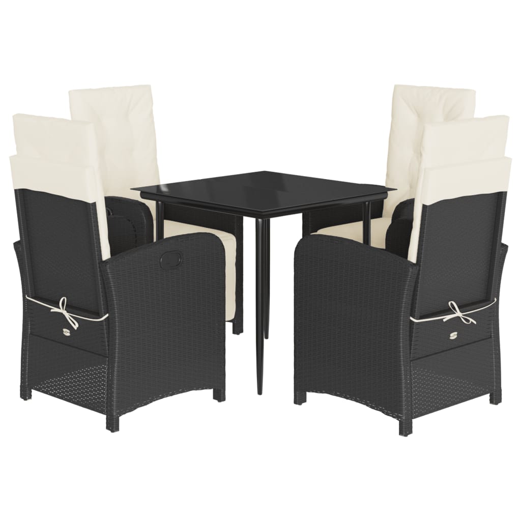 Garden Dining Set Black, Cream