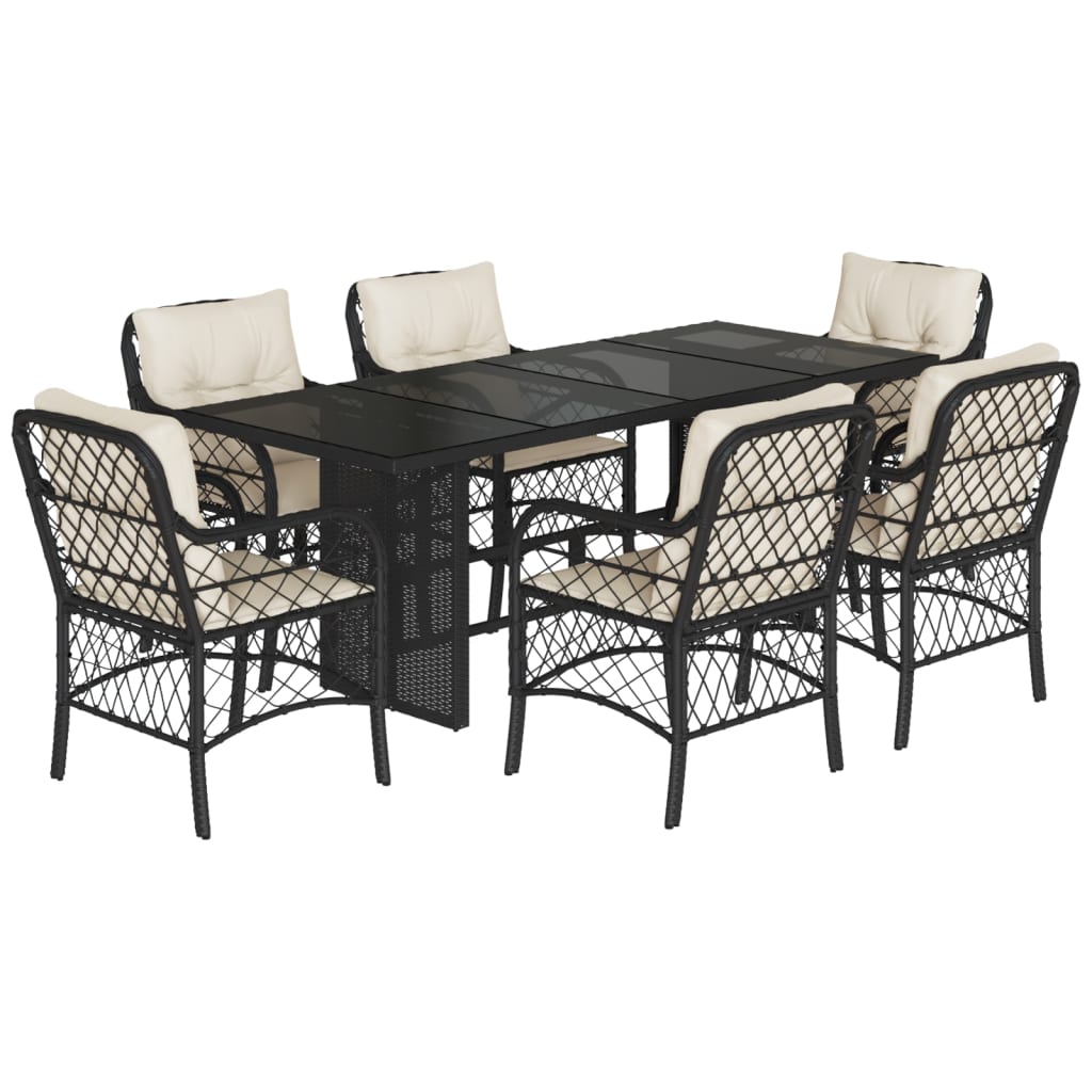 Garden Dining Set Black, Cream