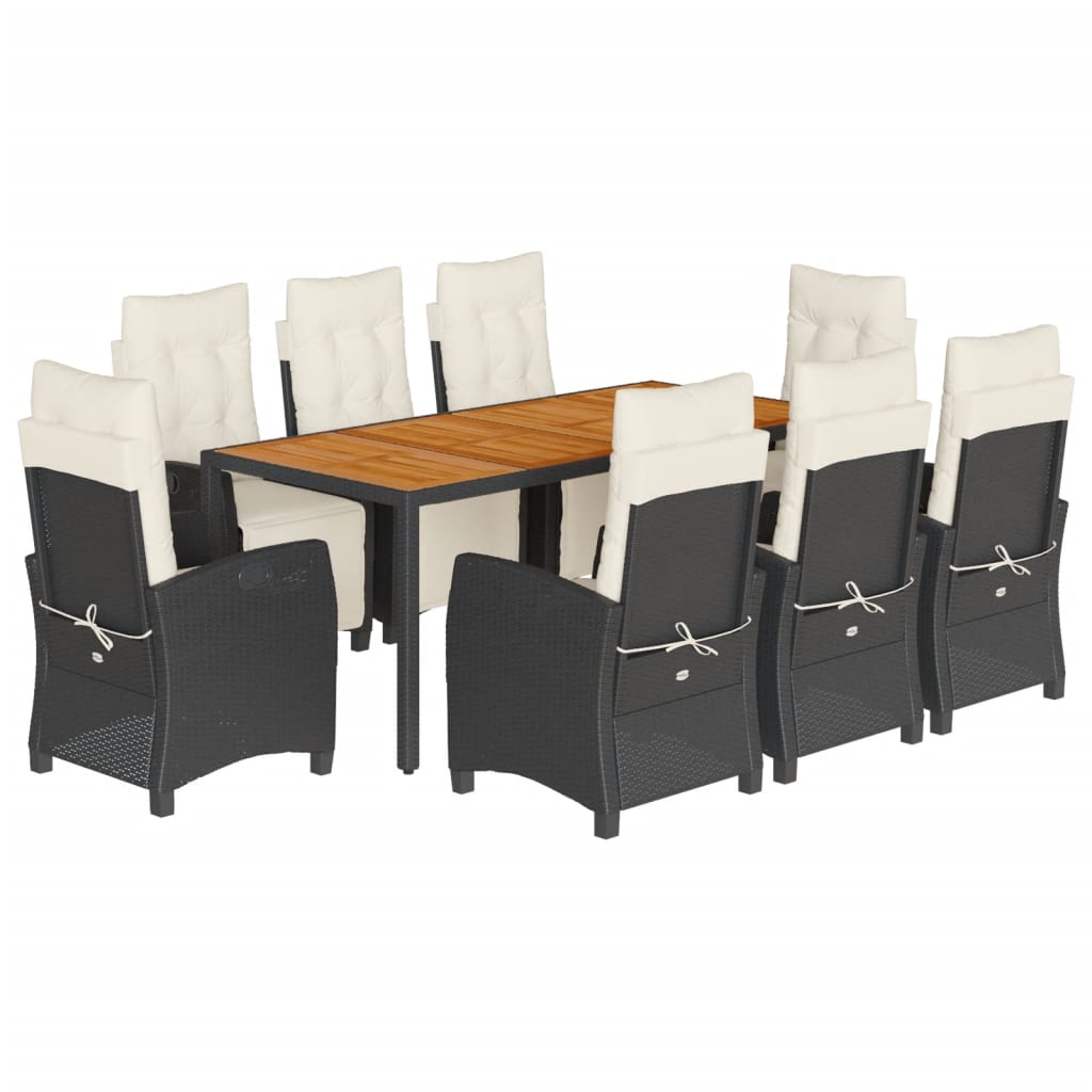Garden Dining Set Black, Cream
