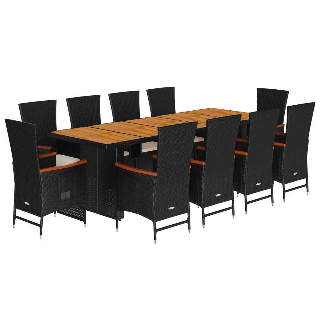 Garden Dining Set Black, Cream white