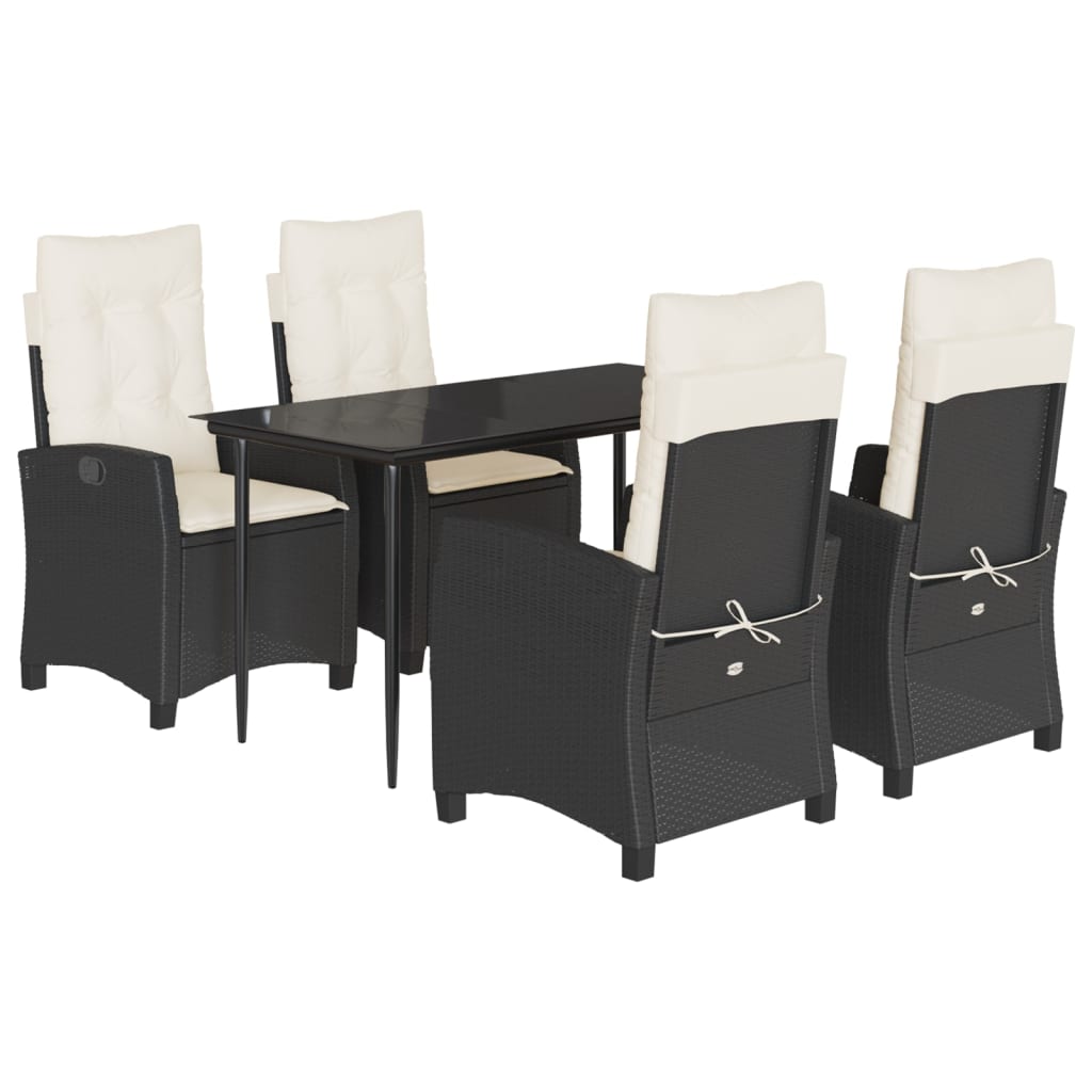 Garden Dining Set Black, Cream White