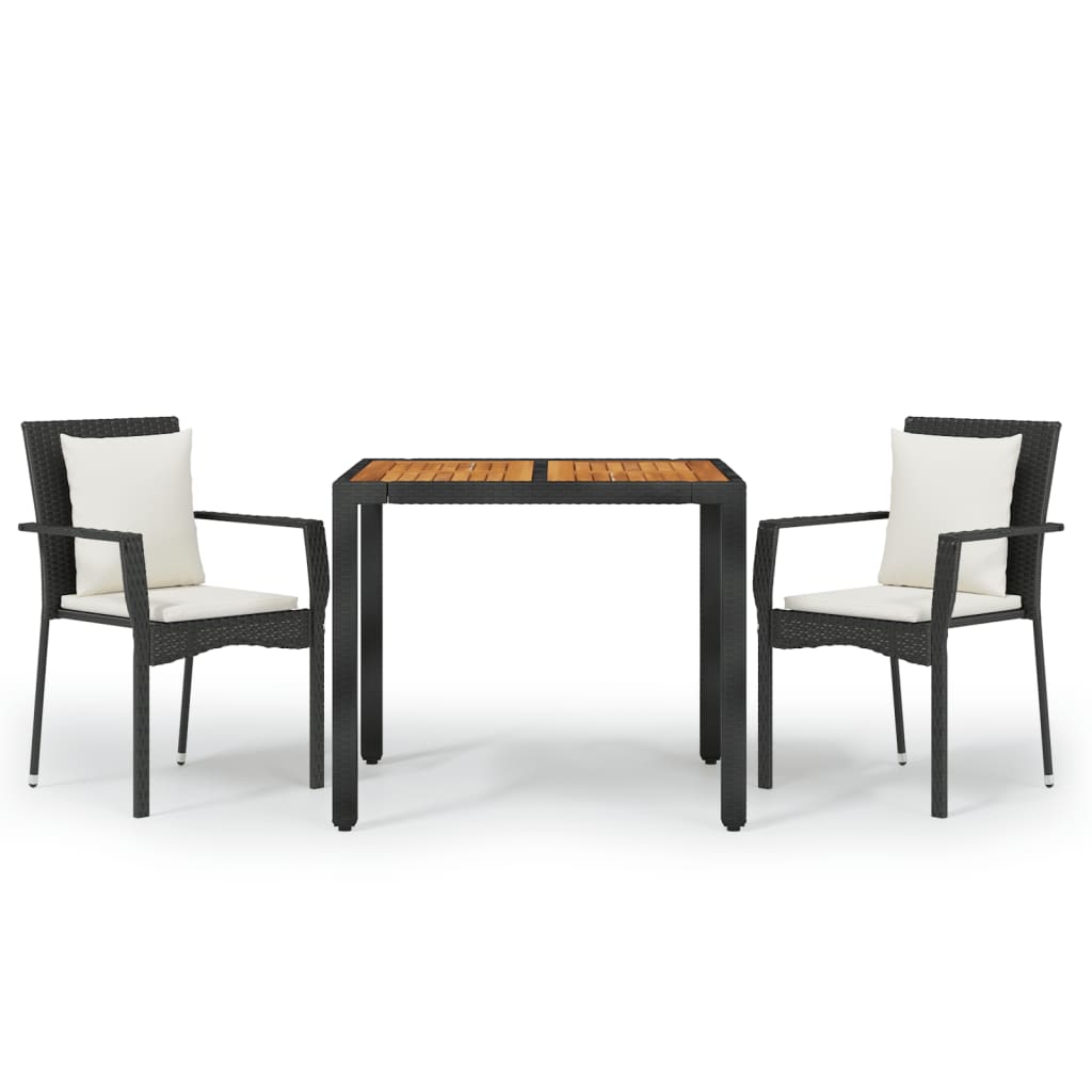 Garden Dining Set Black, Cream White