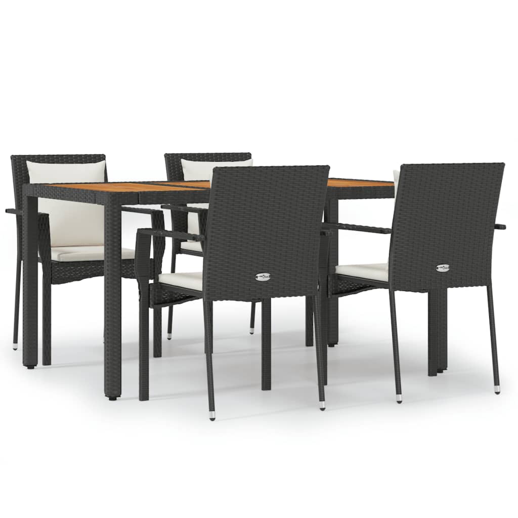 Garden Dining Set Black, Cream white