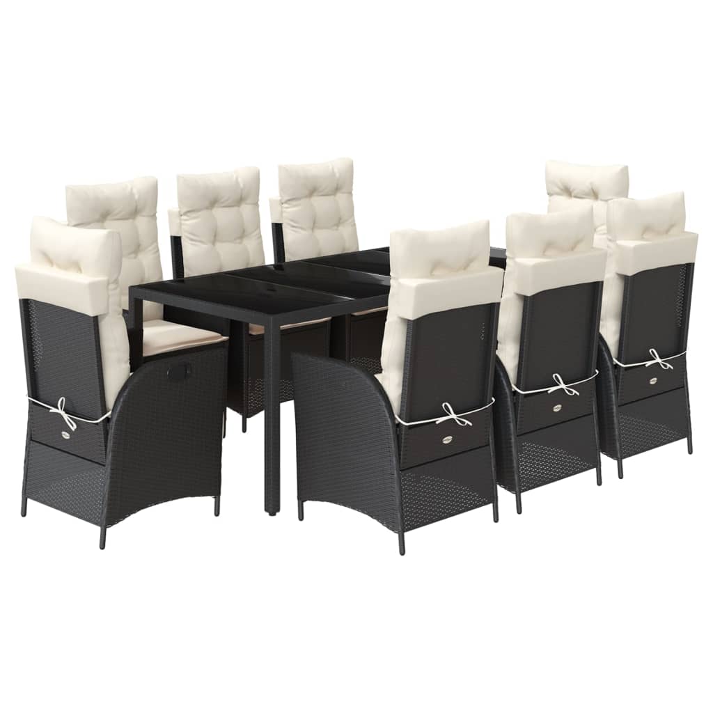Garden Dining Set Black, Cream White