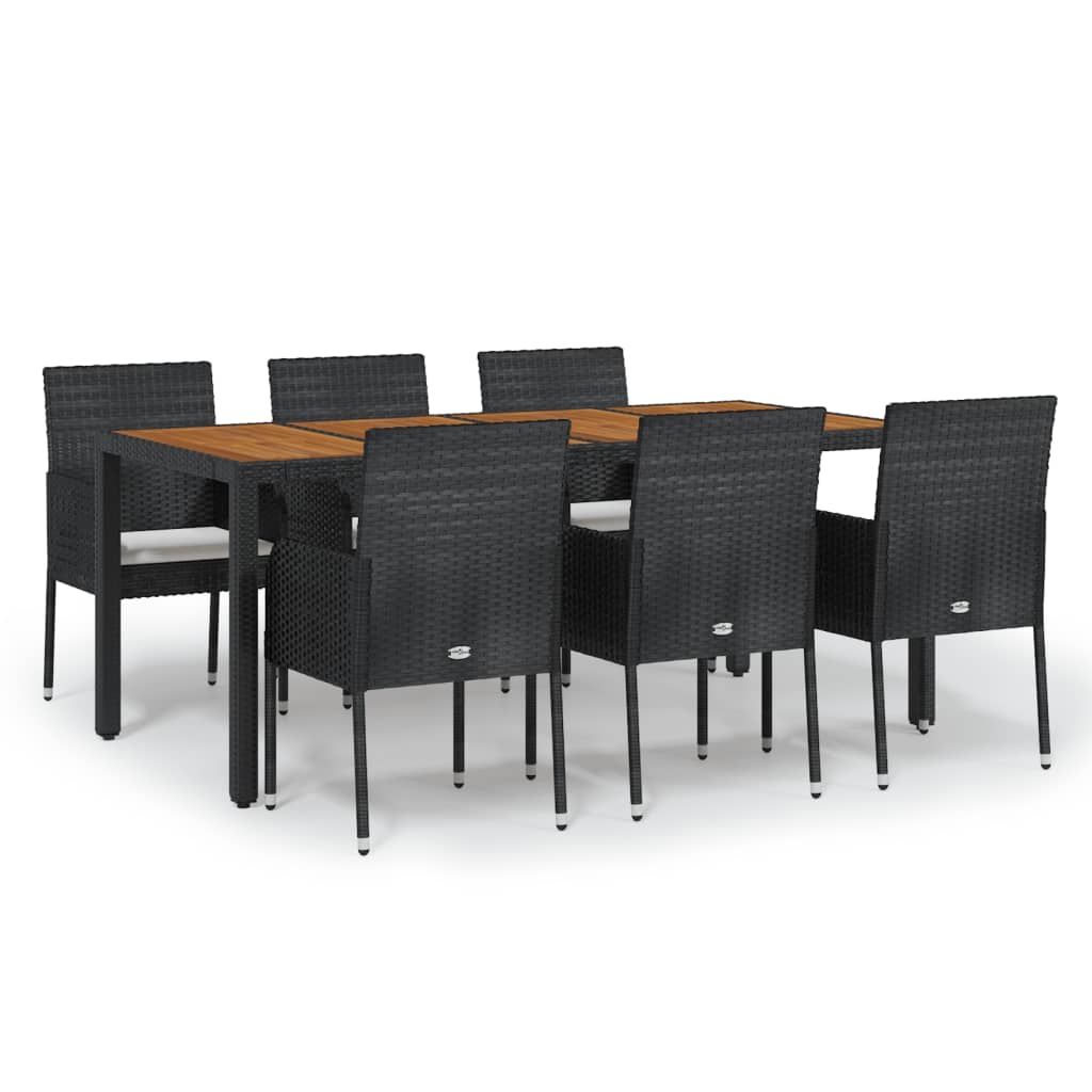 Garden Dining Set Black, Cream White