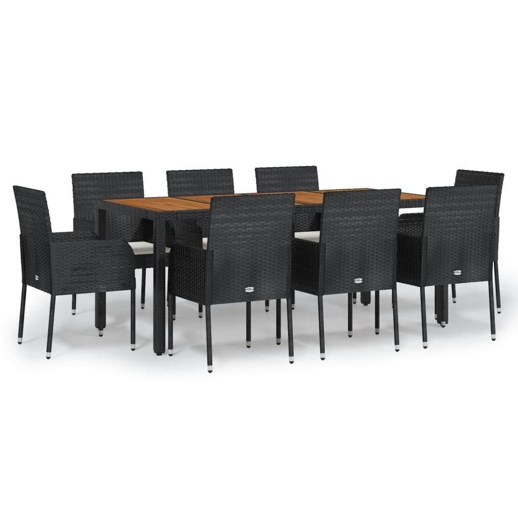 Garden Dining Set Black, Cream White