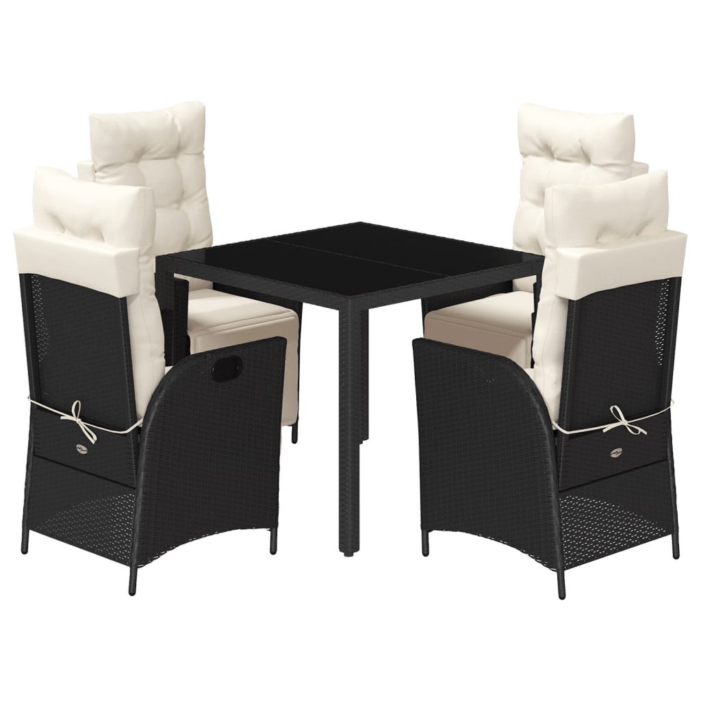 Garden Dining Set Black, Cream White