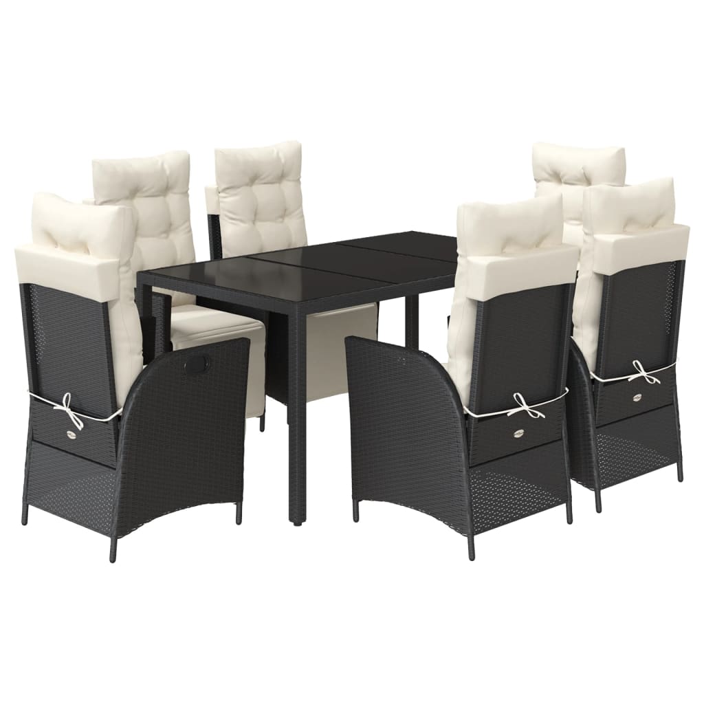 Garden Dining Set Black, Cream White