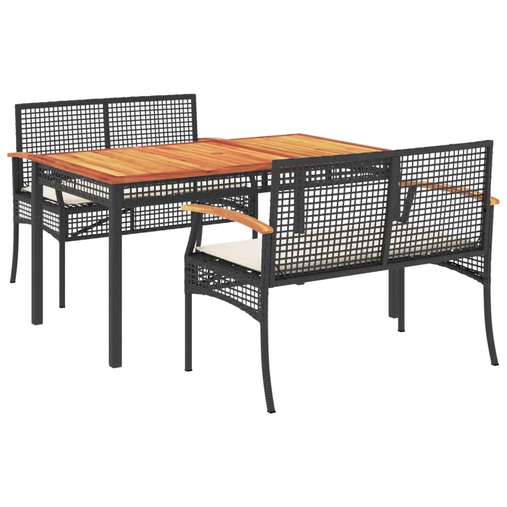 Garden Dining Set Black, Cream White