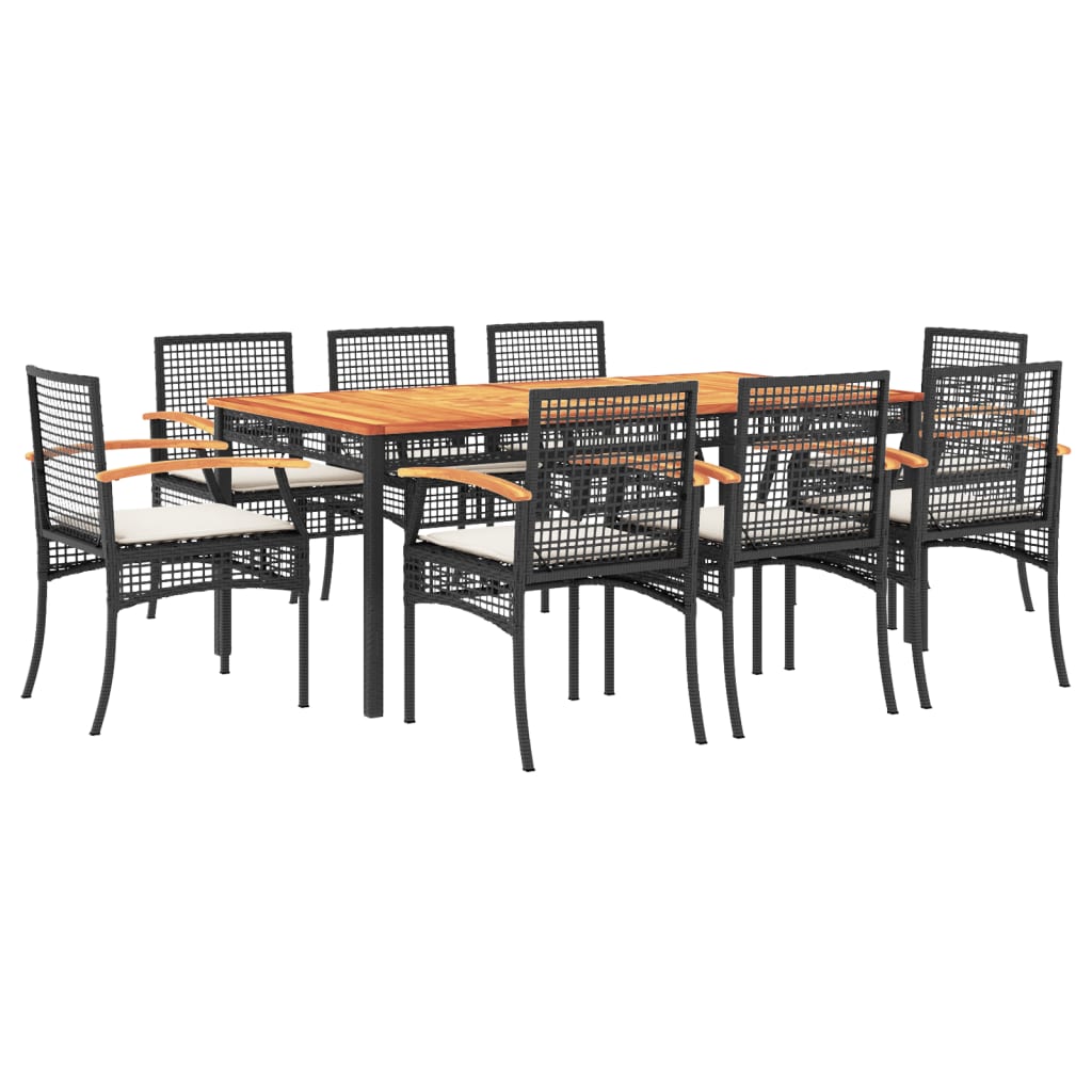 Garden Dining Set Black, Cream White