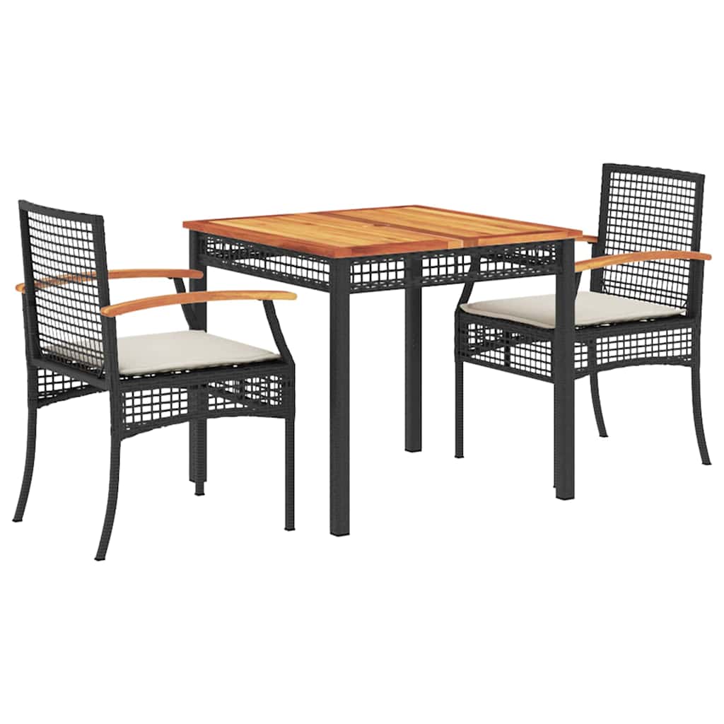 Garden Dining Set Black, Cream White