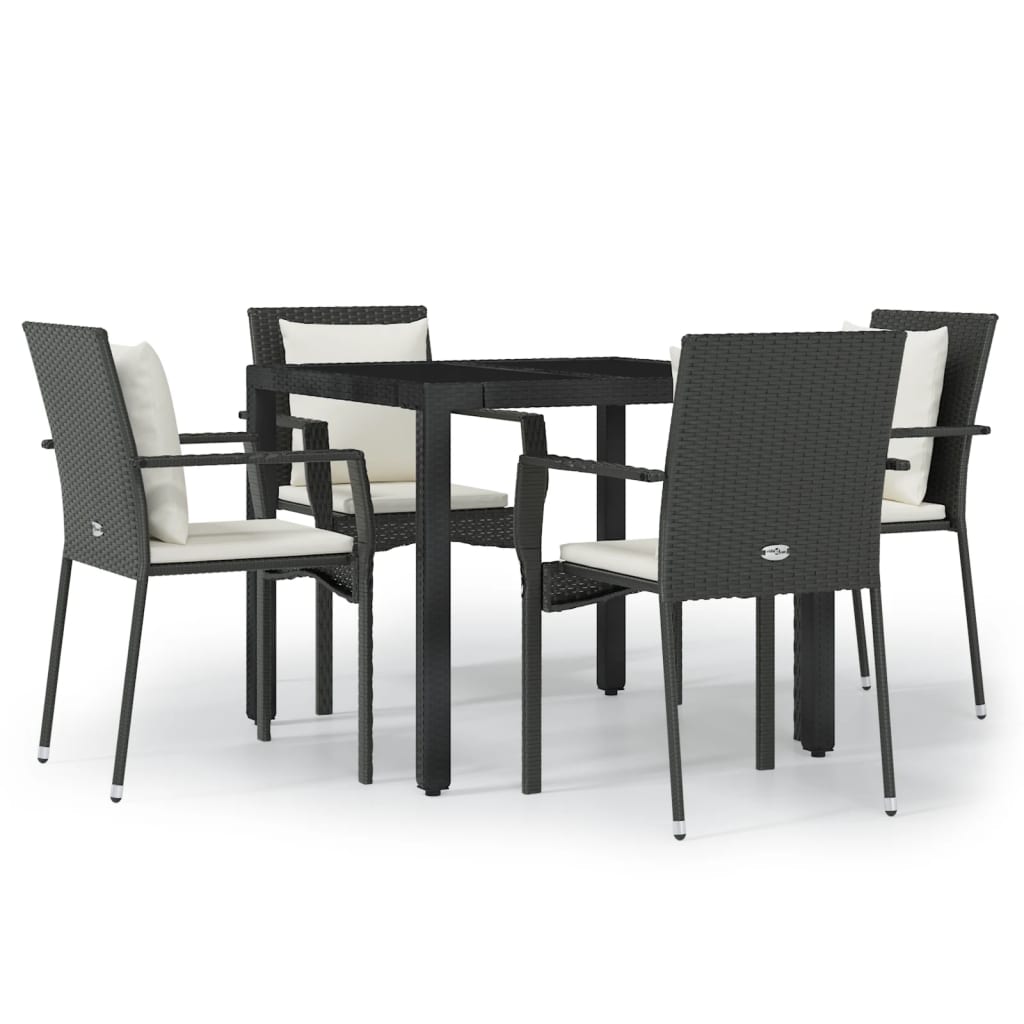 Garden Dining Set Black, Cream White