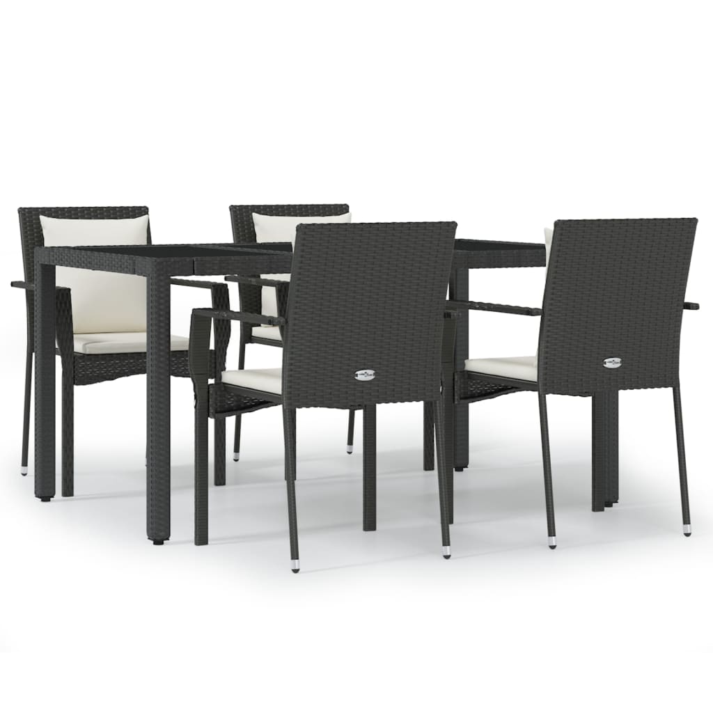 Garden Dining Set Black, Cream White