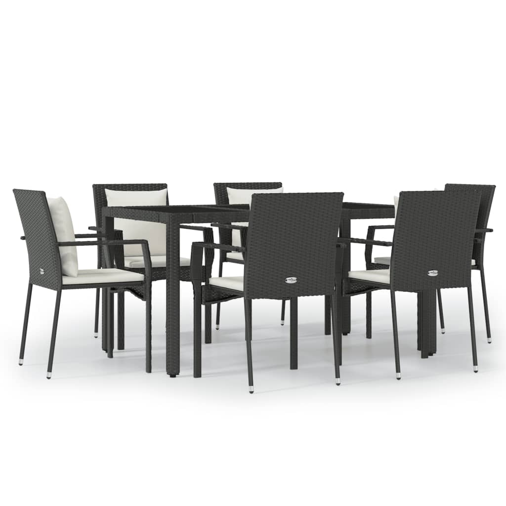 Garden Dining Set Black, Cream white