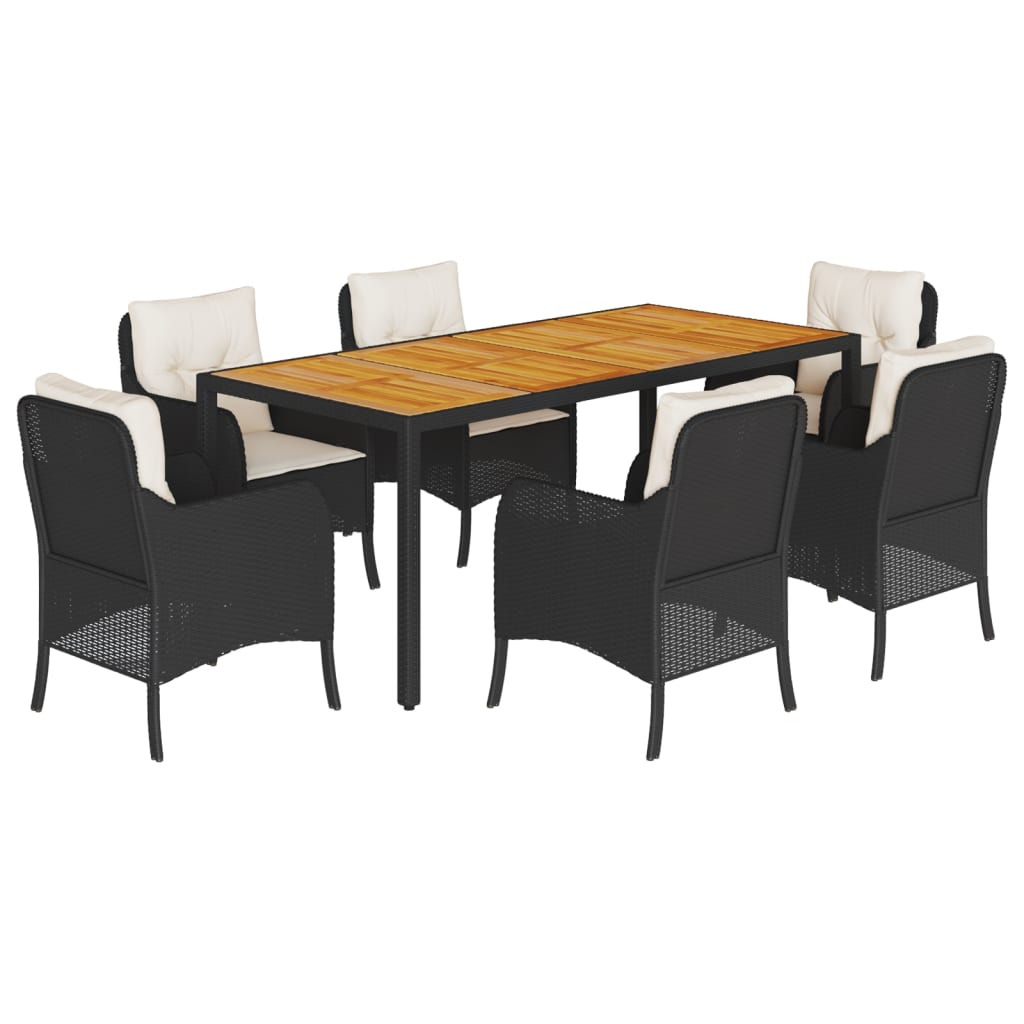 Garden Dining Set Black, Cream white