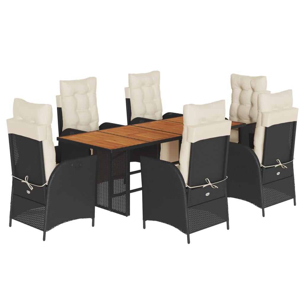 Garden Dining Set Black, Cream White