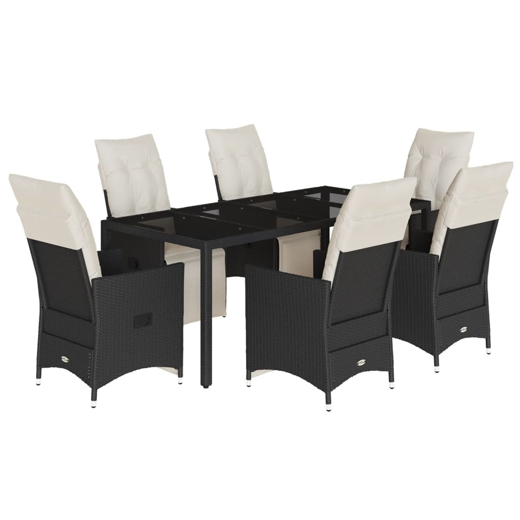 Garden Dining Set Black, Cream White