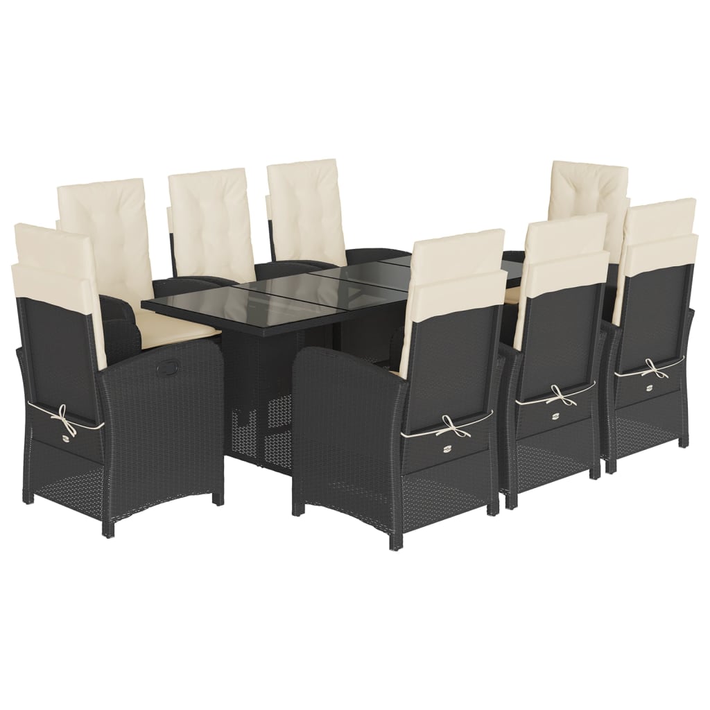Garden Dining Set Black, Cream White