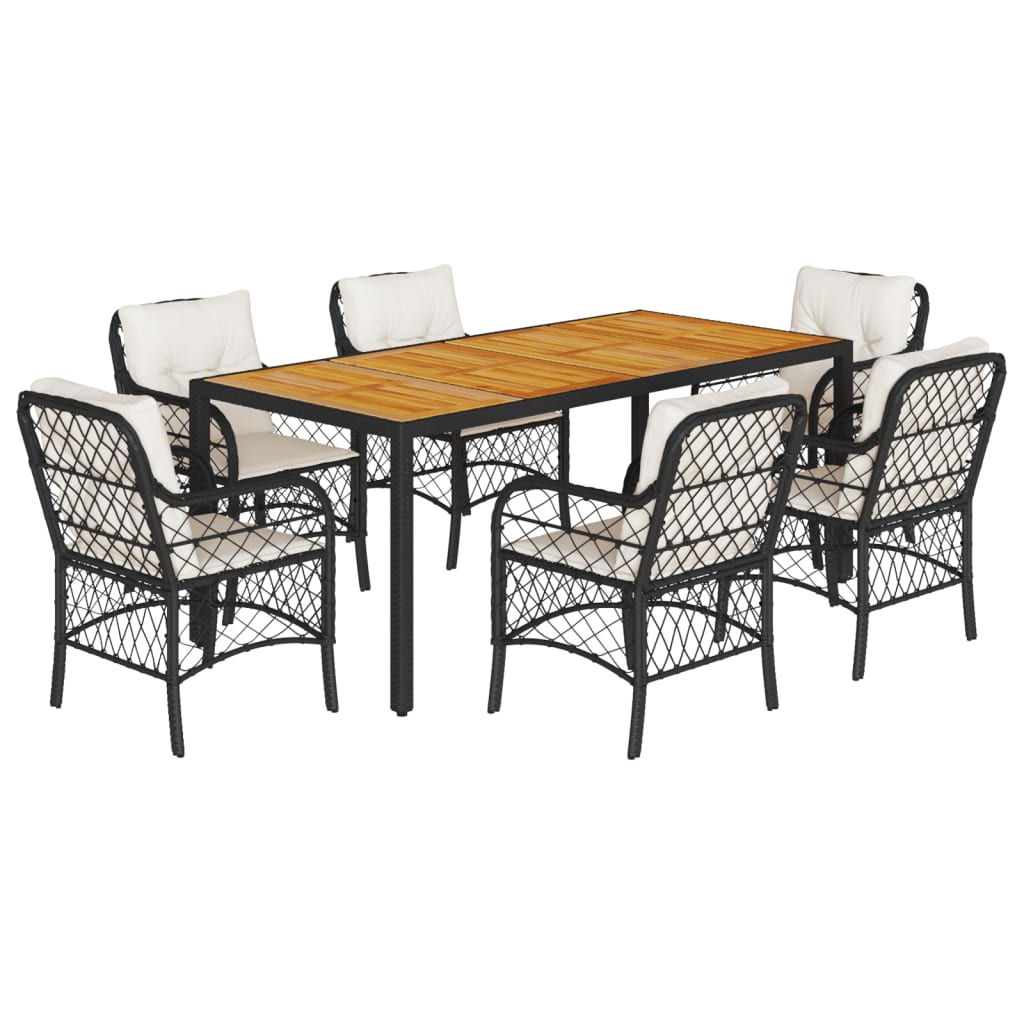 Garden Dining Set Black, Cream white