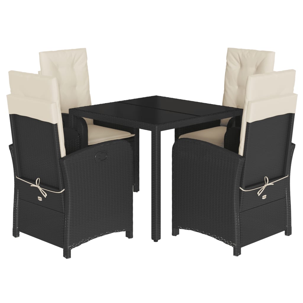 Garden Dining Set Black, Cream White