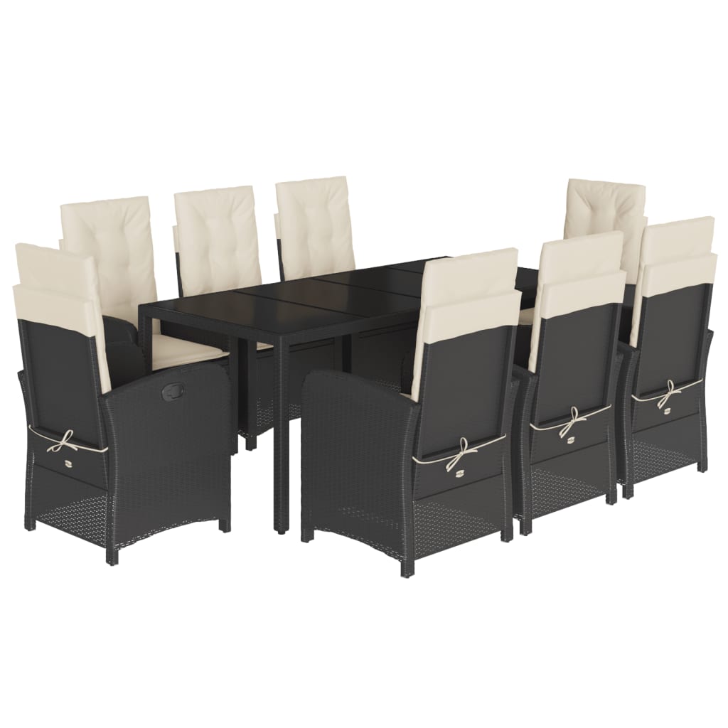 Garden Dining Set Black, Cream White