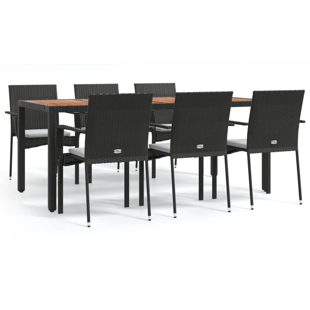 Garden Dining Set Black, Cream White