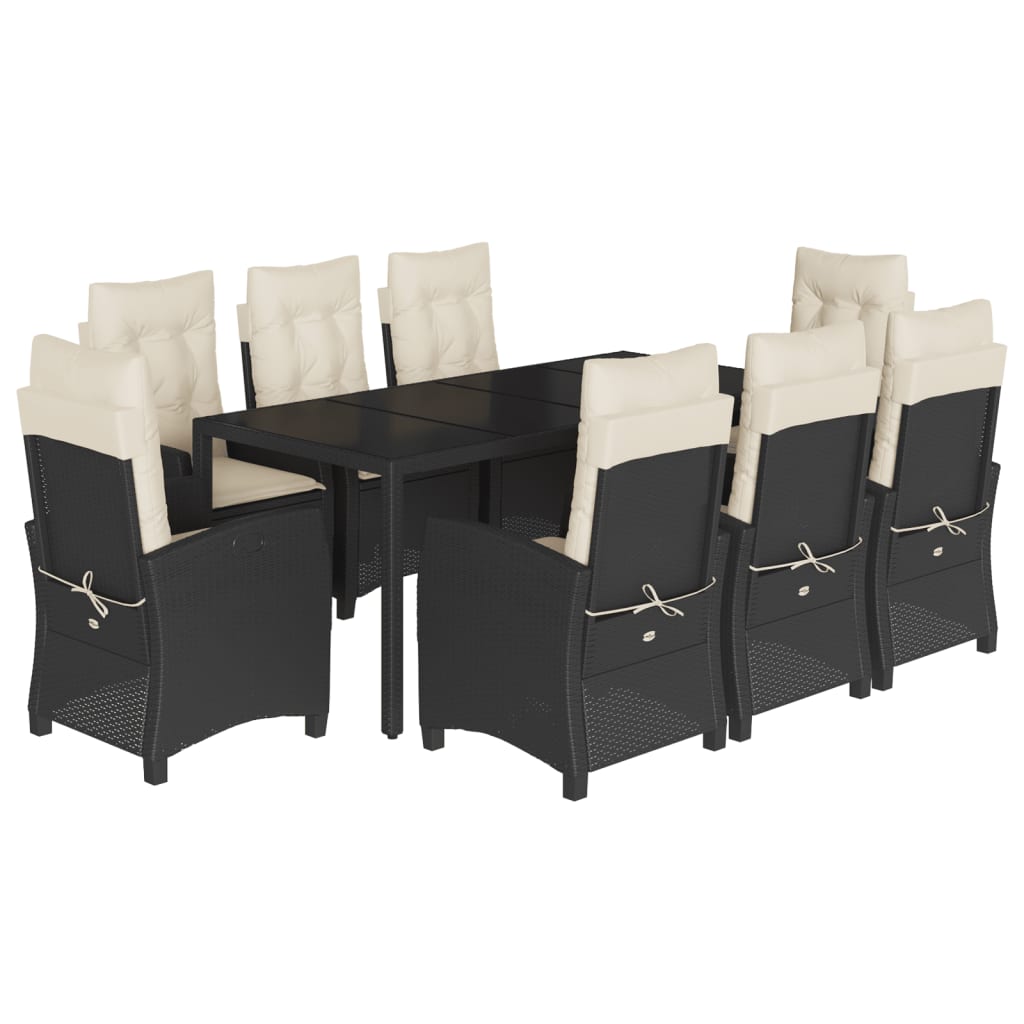 Garden Dining Set Black, Cream White