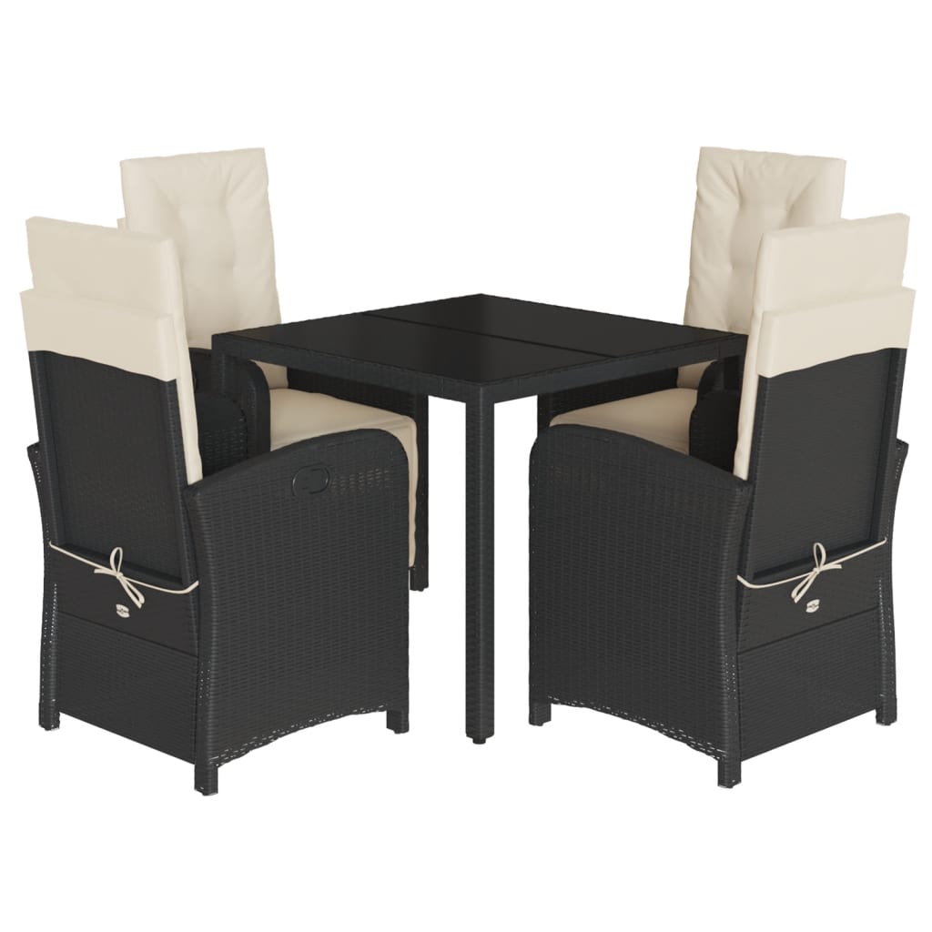 Garden Dining Set Black, Cream White