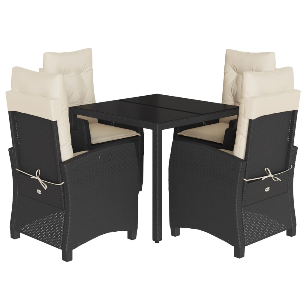 Garden Dining Set Black, Cream White