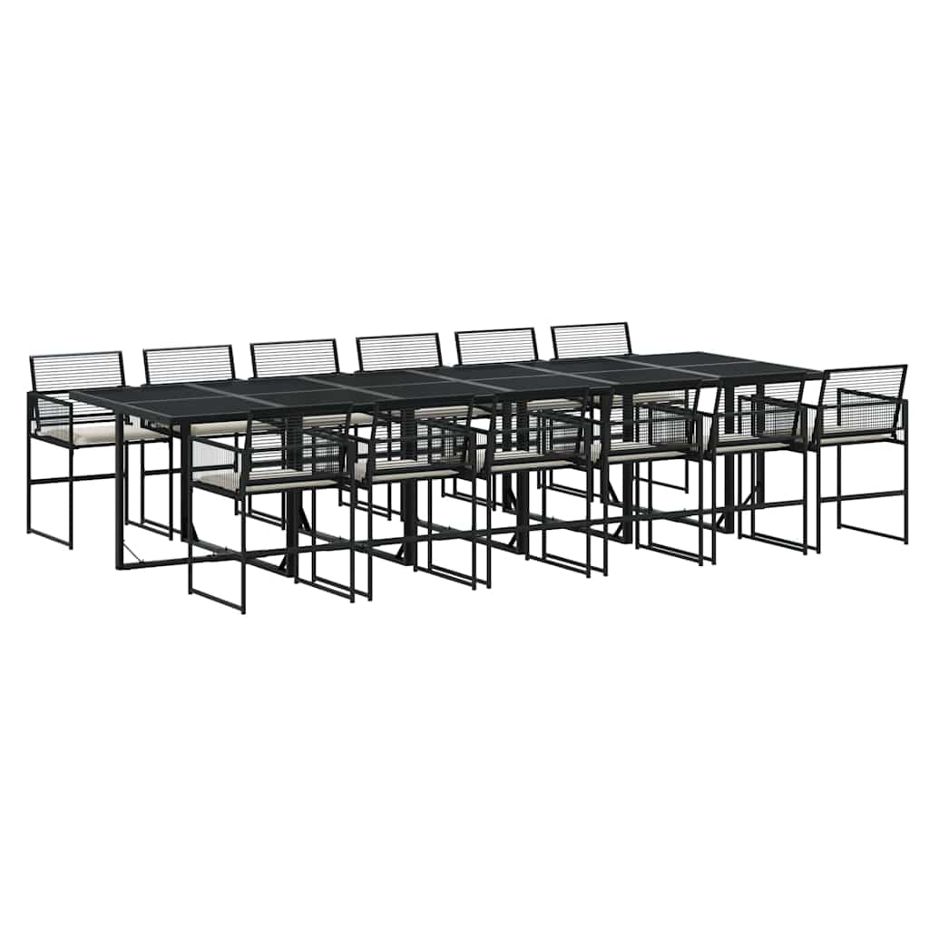 Garden Dining Set Black, Cream White