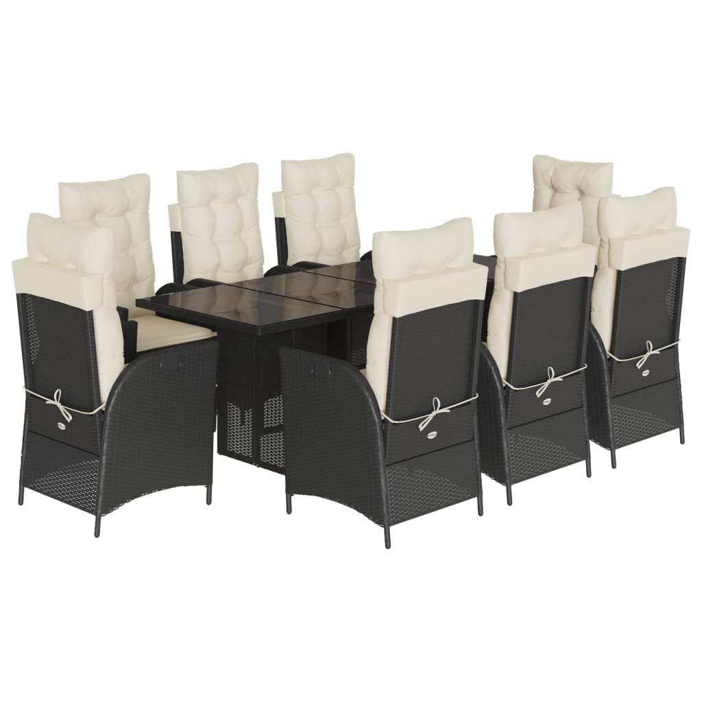 Garden Dining Set Black, Cream White